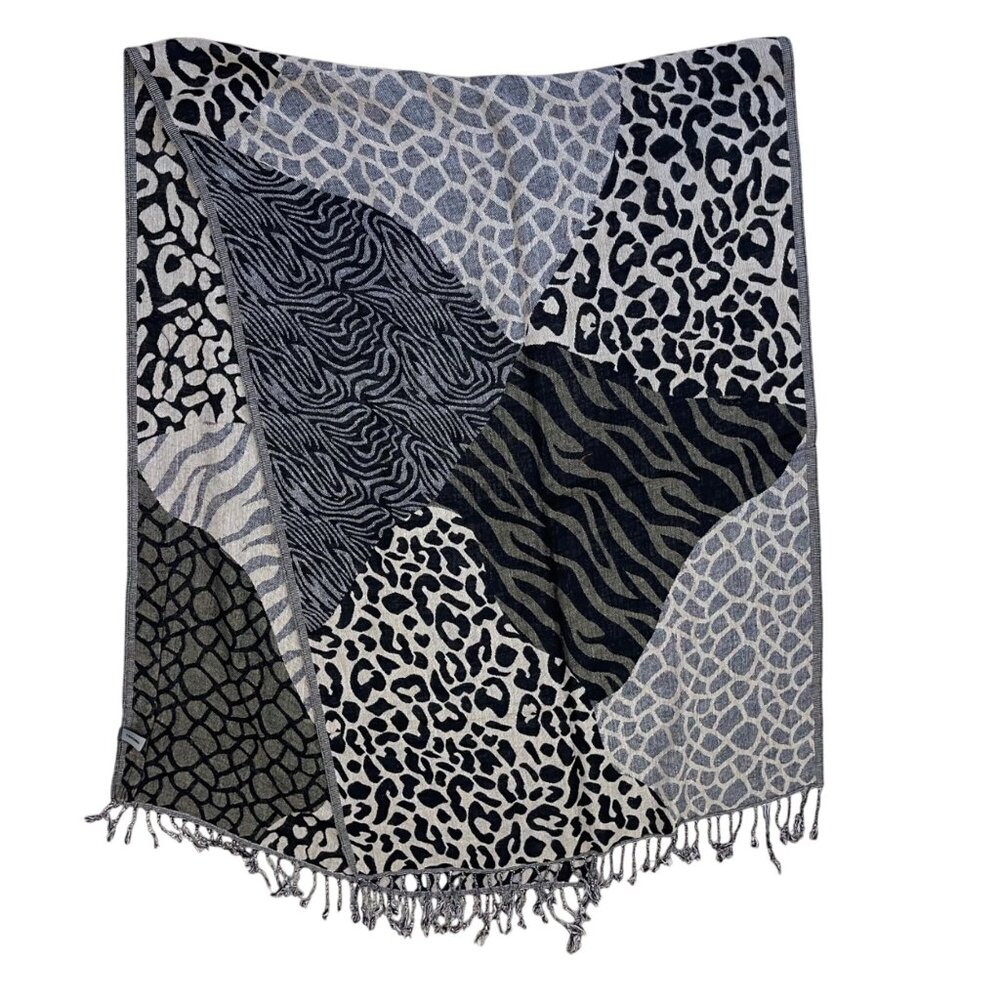 Renoma Animal Print Shawl Measures 22" by 32" with 2" Fringe‎ Lightweight Wrap